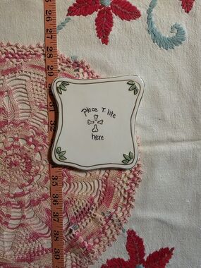 Ceramic Tea Light Holder - White with Green Leaf Accent